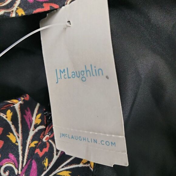 J McLaughlin Swing Dress XS Red Silk Estate Garden Wedding Guest Short Paisley - Picture 13 of 16